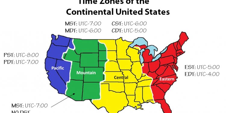 Time Zones of the Continental