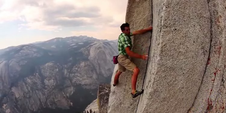 Fearless Man Climbs a Mountain